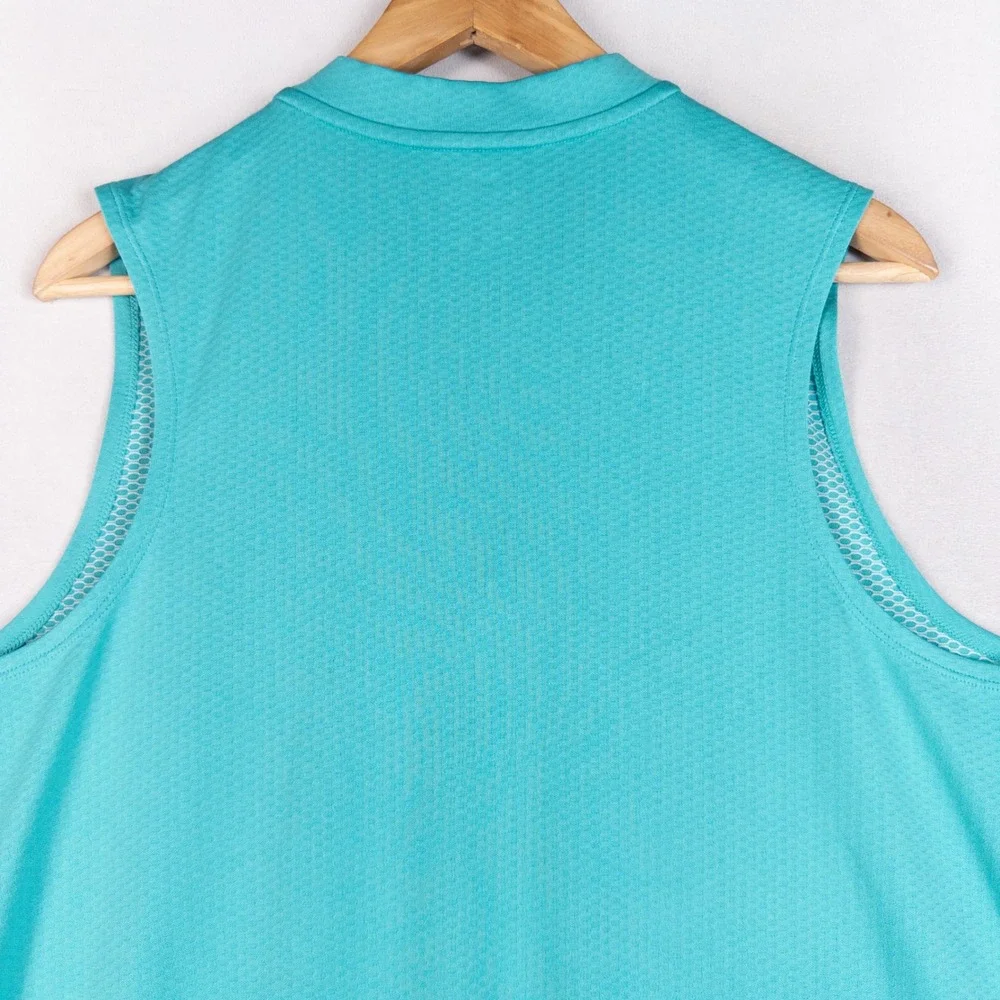 Nike Shirt Womens XXL Turquoise Blue Sleeveless Golf Quarter Zip Dri Fit Top